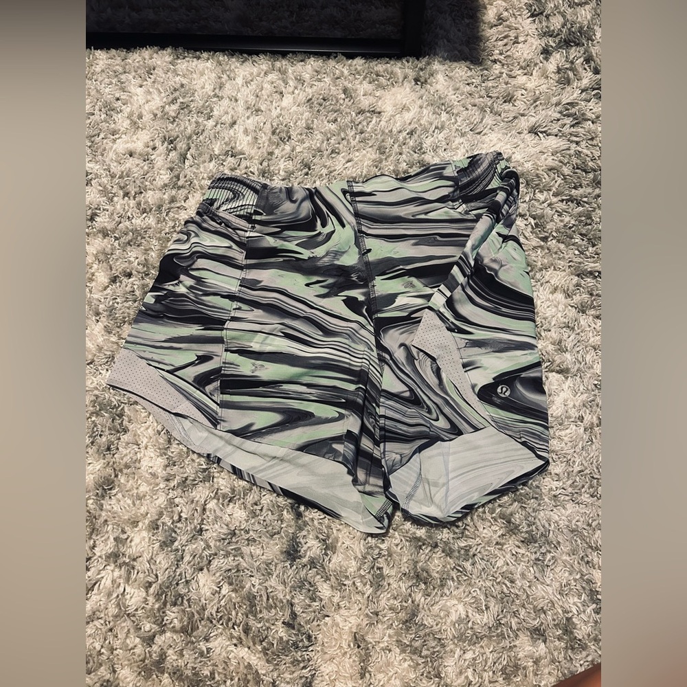 lululemon athletic shorts 
size 12/14
green/ black/ grey